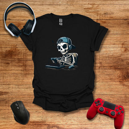 Skeleton Gamer Desk T-shirt