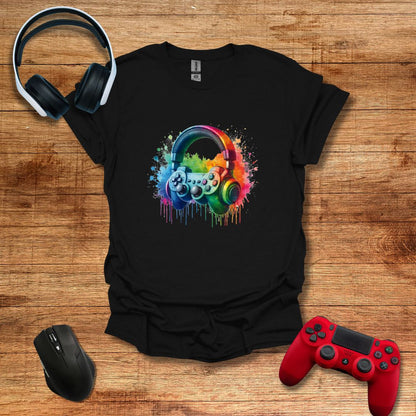 Drippy Rainbow Headphones and Controller T-shirt