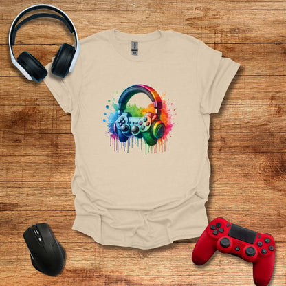 Drippy Rainbow Headphones and Controller T-shirt