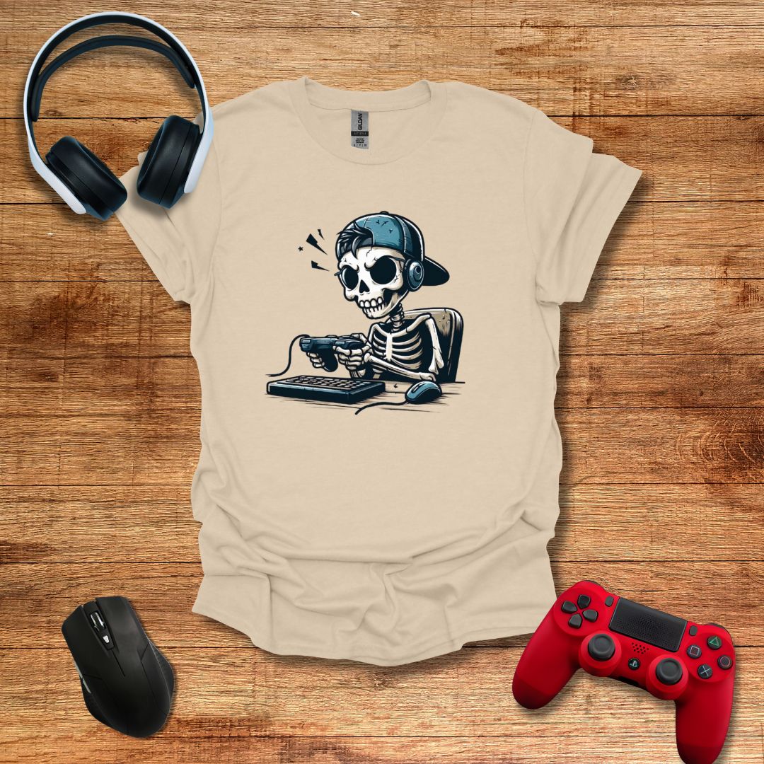 Skeleton Gamer Desk T-shirt