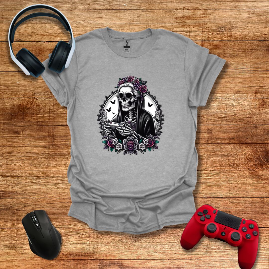 Flower Skeleton Gamer Granny T-shirt