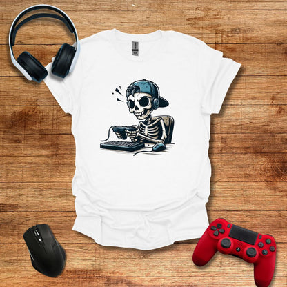 Skeleton Gamer Desk T-shirt