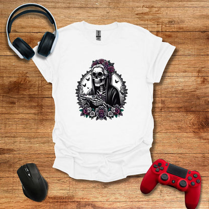 Flower Skeleton Gamer Granny T-shirt