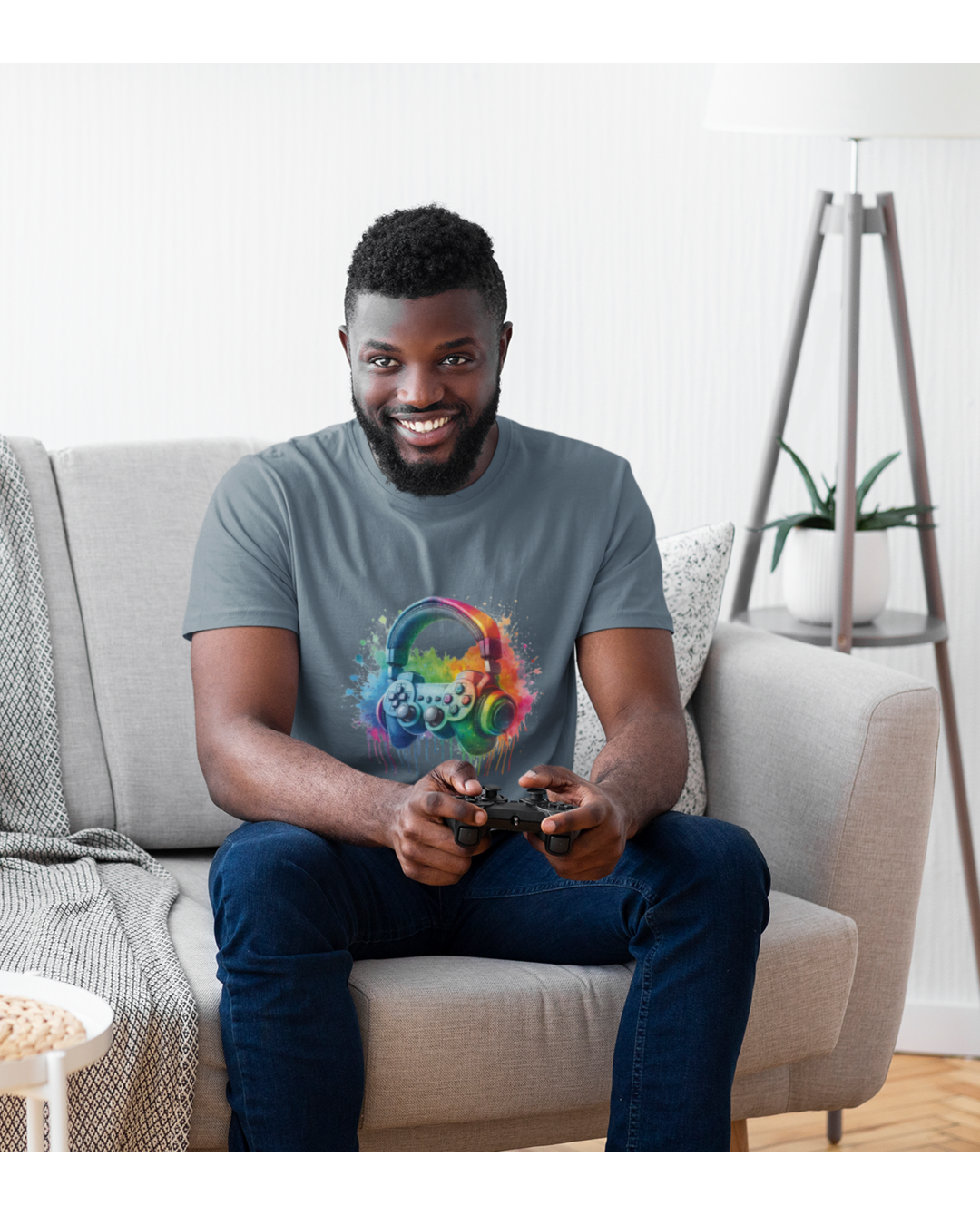 Drippy Rainbow Headphones and Controller T-shirt