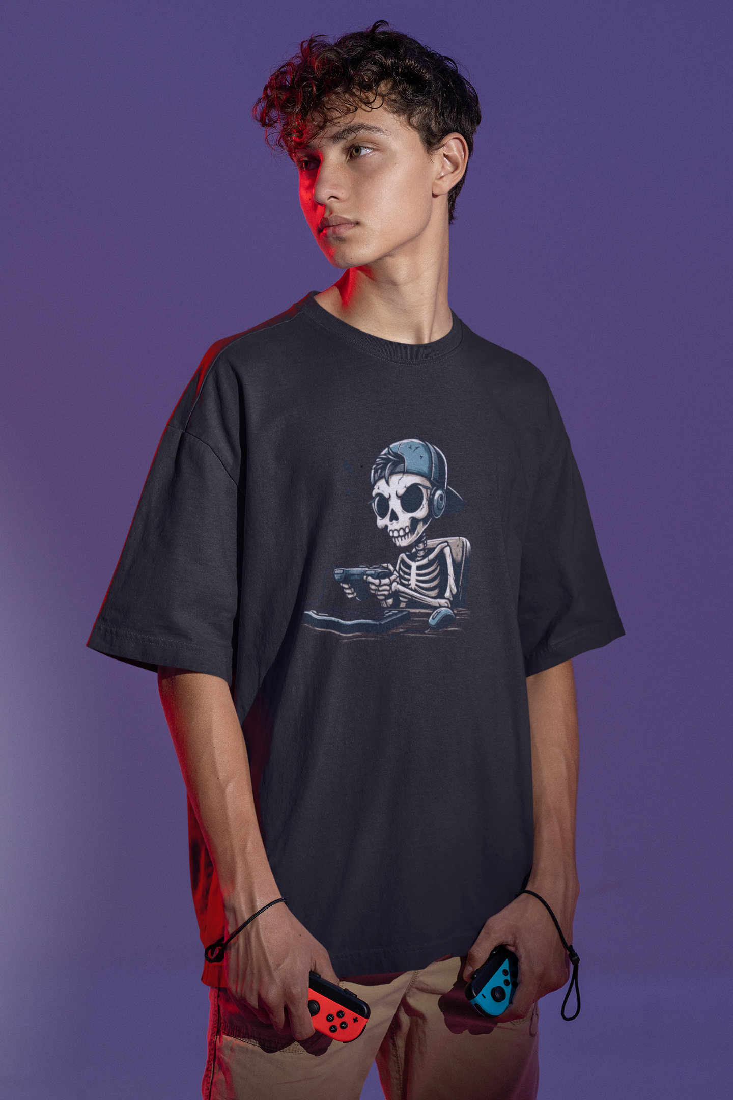 Skeleton Gamer Desk T-shirt